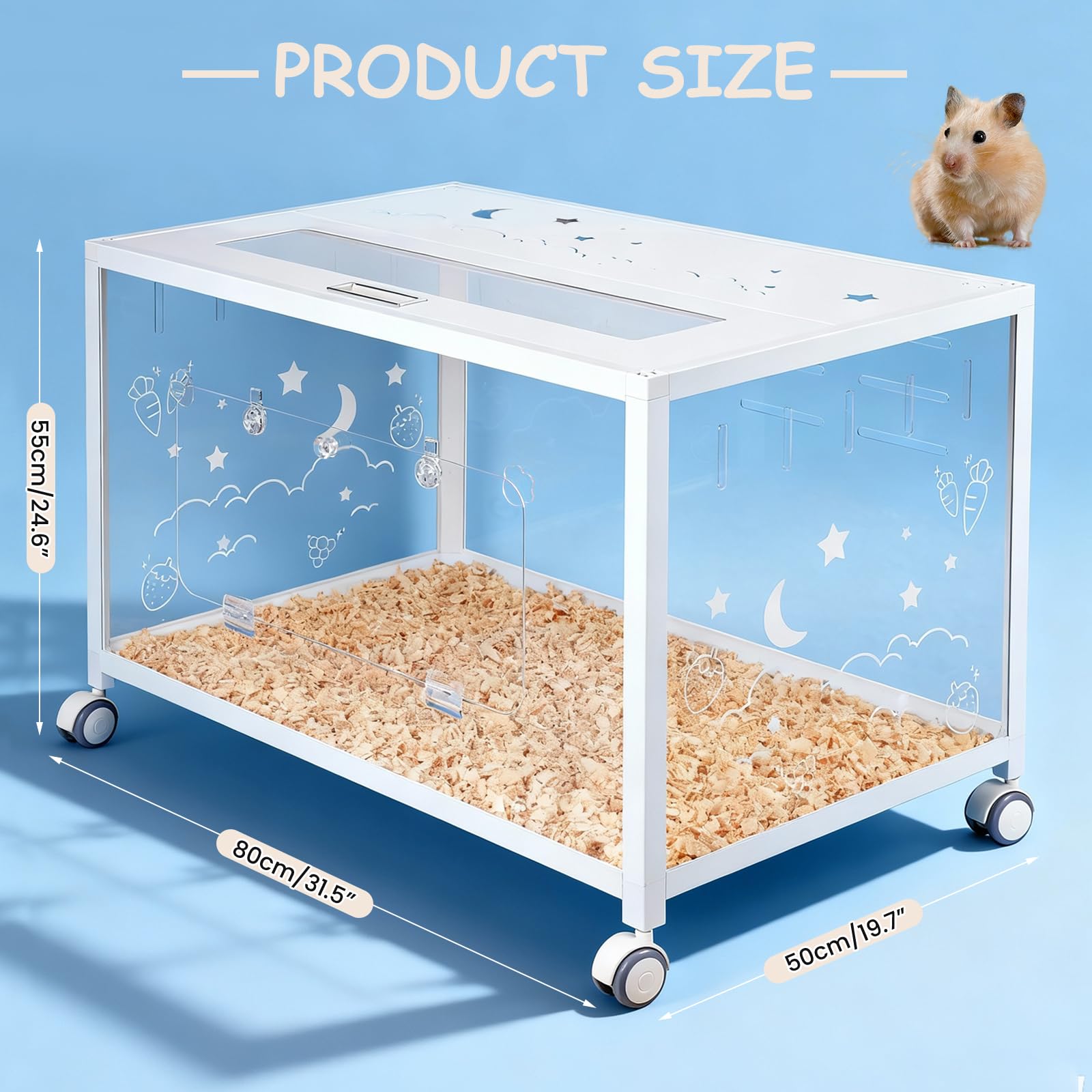 Jaula de hámster para ratas y animales pequeños, jaula de hámster con transparencia de 360 grados, con doble puerta y ruedas, conejillos de indias, roedores, hámster enano, esperma de tejón