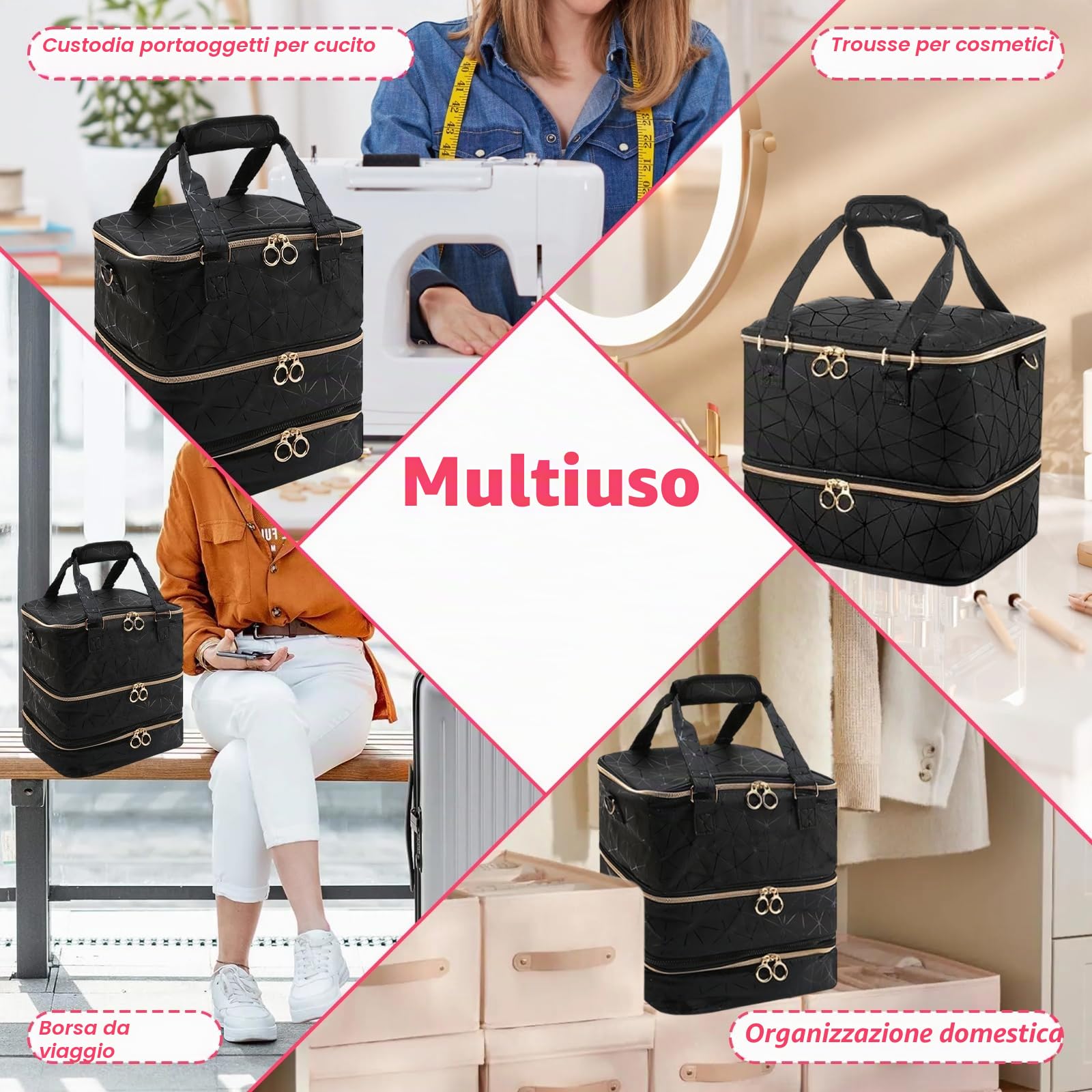 Porta Smalti Organizer Grande Capacità per 84 Bottiglie,Impermeabile | Valigia Unghie Professionale,Beauty Case Viaggio Staccabile e per Nail Art