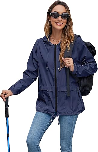 Miniatura 5 de Hount - Impermeable con capucha para mujer, chaqueta ligera para la lluvia, plegable, para actividades al aire libre (tallas S-3XL)