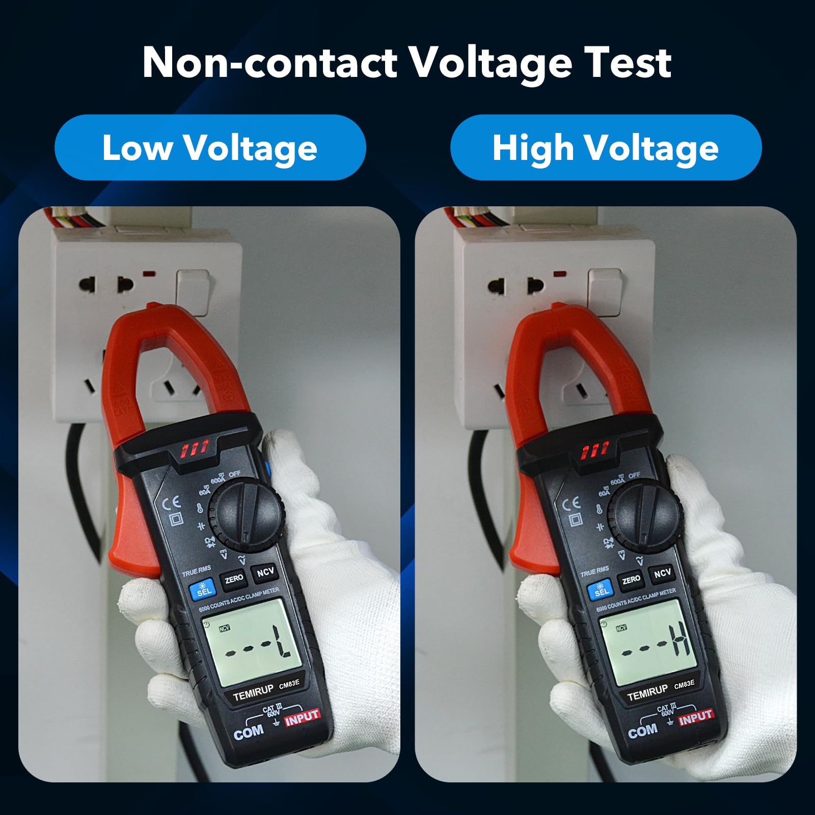 Digital Clamp Meter Multimeter, TRMS 6000 Counts 600A Current Amp Volt Meter, Auto-Ranging Voltage Tester Measures AC DC Current Voltage Resistance Capacitance Temperature Diodes Continuity NCV — Amazon image 3