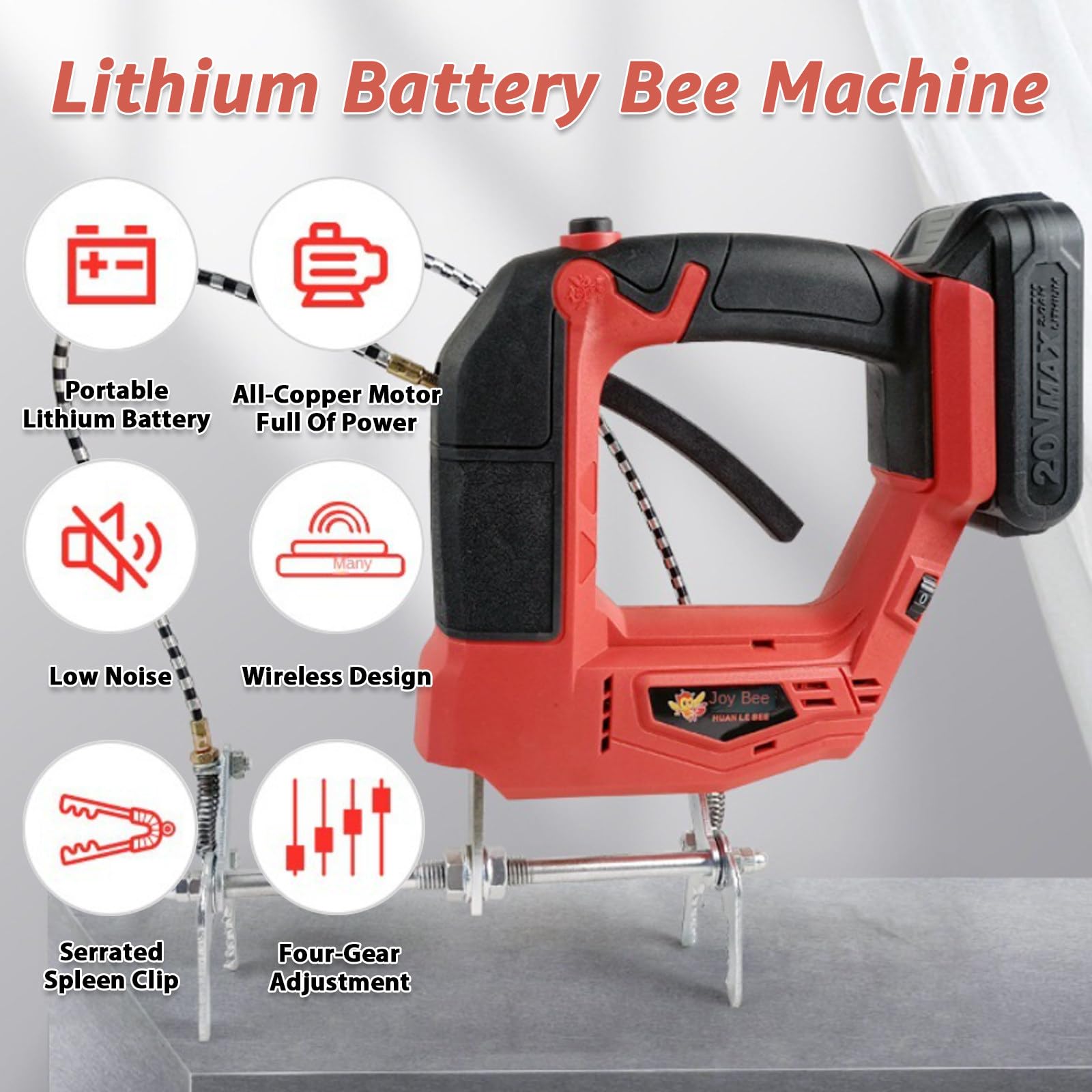 Scuotitore Elettrico Manuale per api Scuotitore Elettrico per api 1-4 velocità 2700rpm 21.5cm serraggio favo per apicoltori Principianti & esperti RedMachine-BeeSuitL