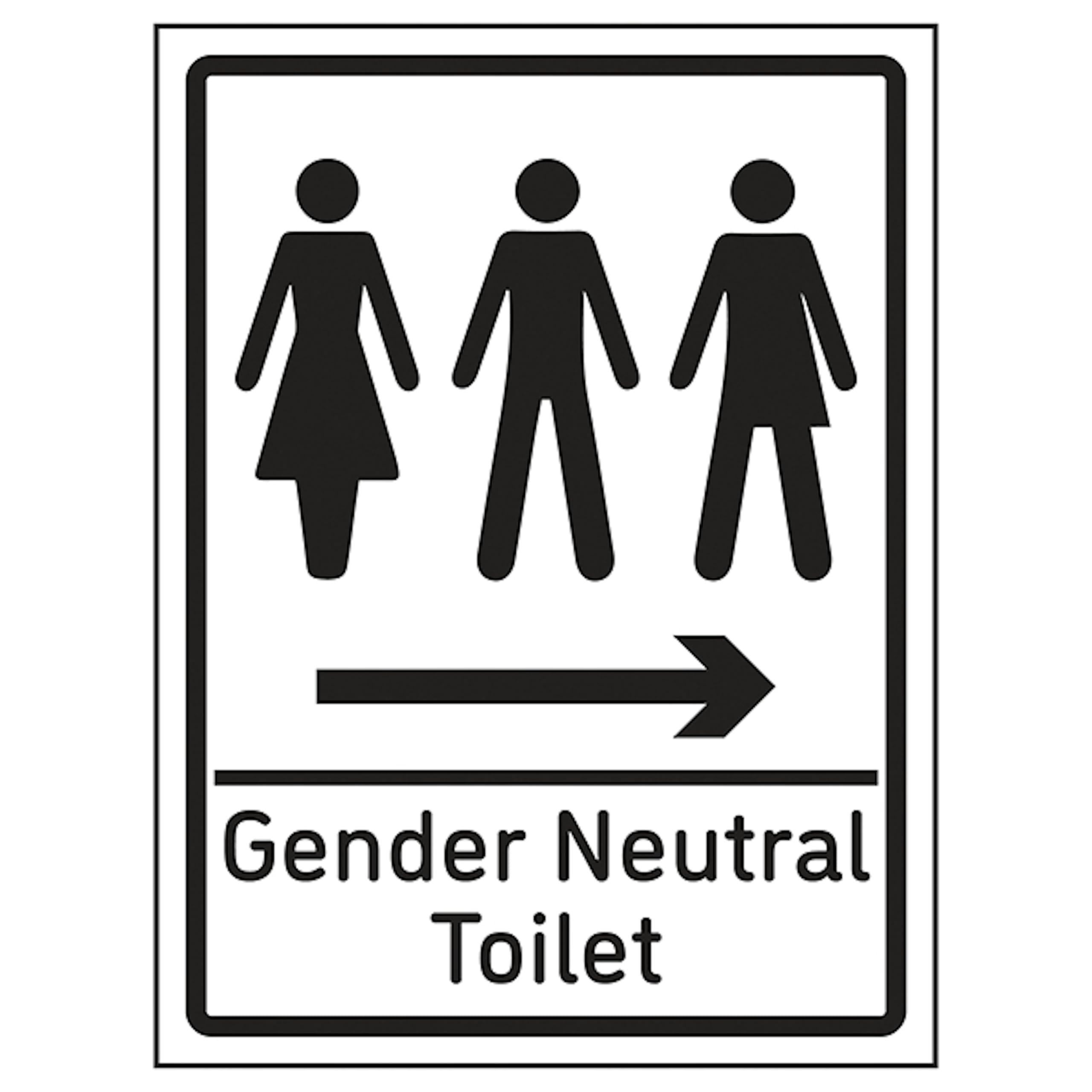 V Safety Gender Neutral Toilet Arrow Right 200 x 300 mm - Glow In The Dark Self Adhesive Vinyl Safety Sign