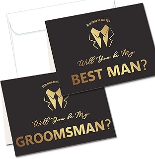 LADY&HOME Groomsman Proposal Cards| 6 Will You Be My Groomsman and 2 Best Man Cards(Black-Bold)