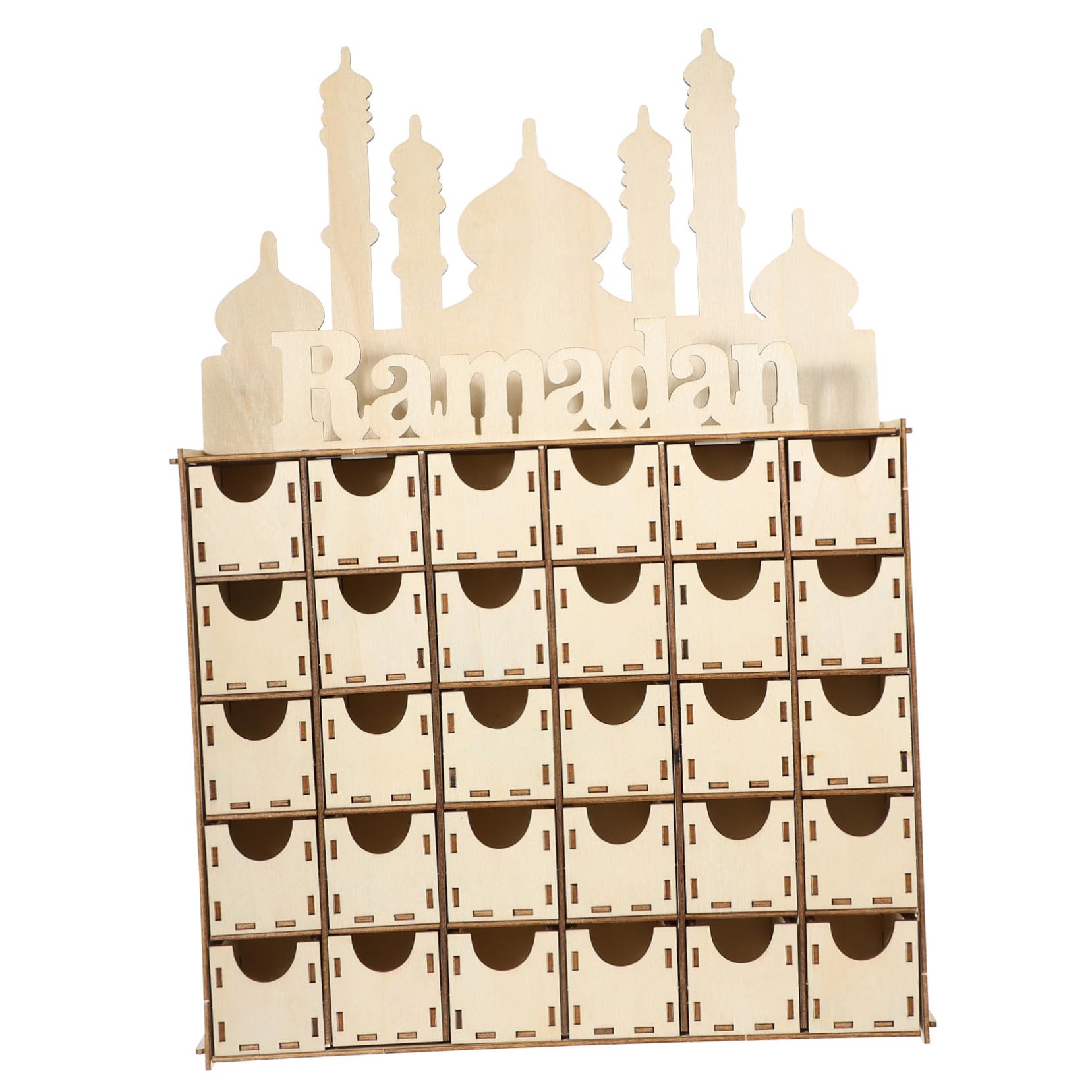 SHINEOFI Adventskalender aus Holz Wiederverwendbar Ramadan-dekoration Countdown-kalender mit Einfachen Zahlen Muslimische Feiertags-dekoration für Schreibtisch oder Regal