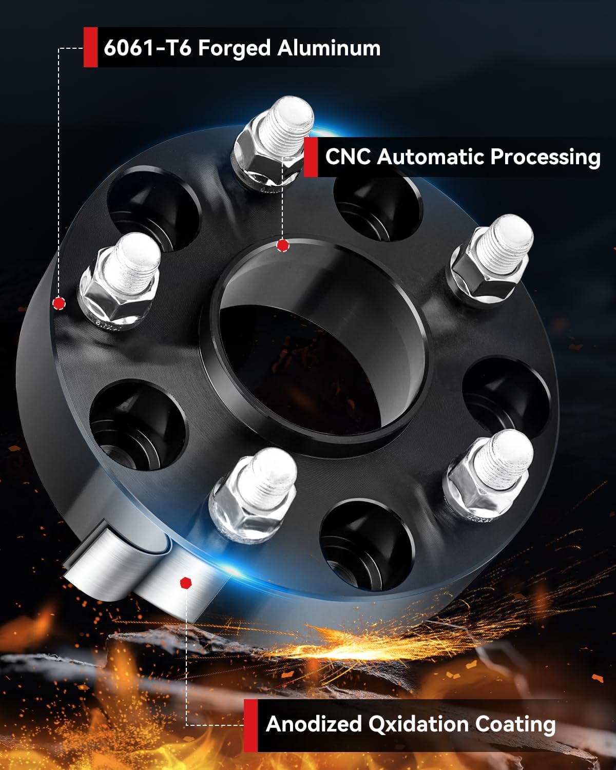 YIZBAP 5x5 to 5x4.5 Hubcentric Wheel Adapters for Grand Cherokee ZJ Wheels on Wrangler JK Vehicle, 1.25 inch 5x127mm to 5x114.3mm Wheel Adapter 71.5mm Hub Centric with 1/2-20 Thread Pitch