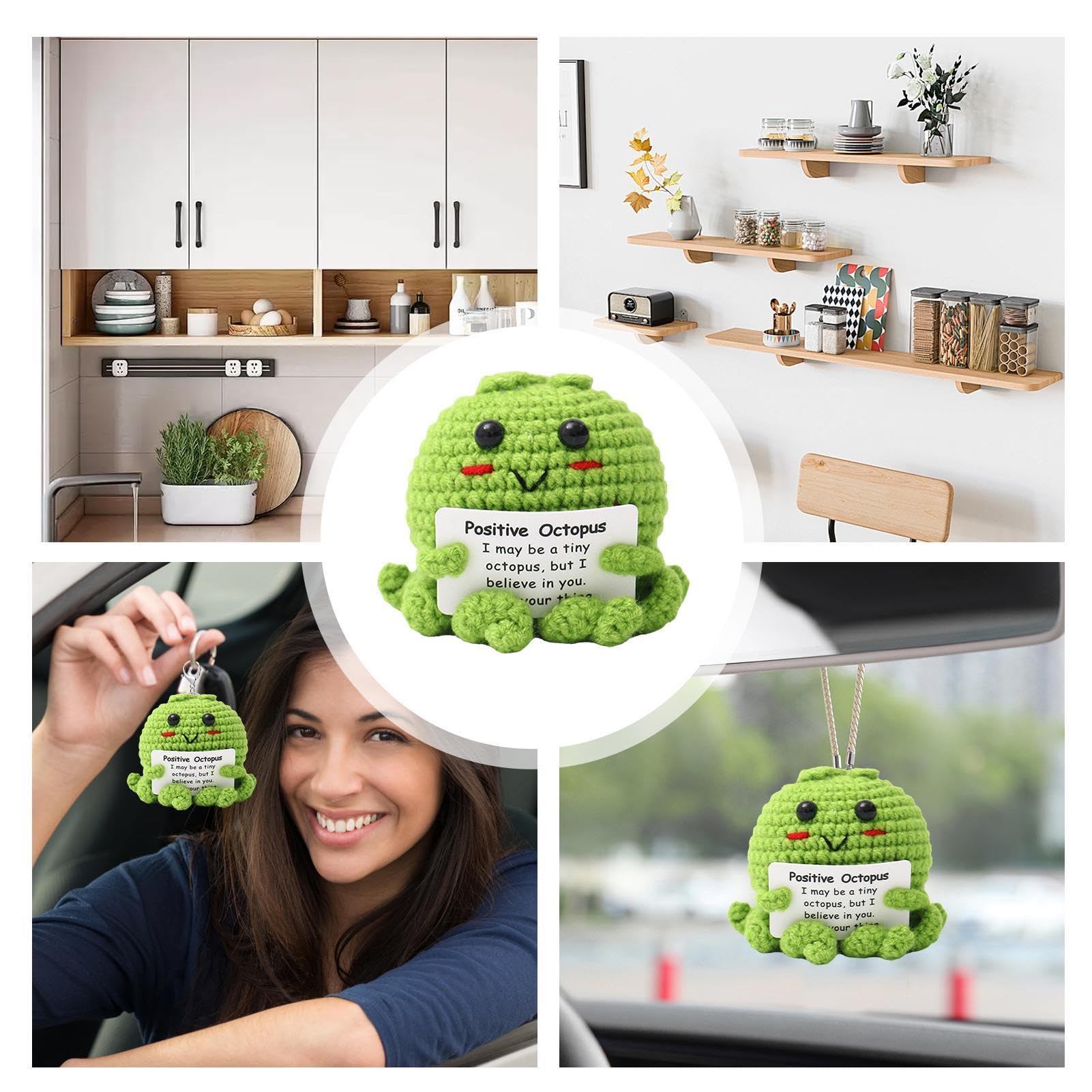 Polipo All'Uncinetto Positivo Con Messaggio Motivazionale - Giocattolo Morbido Per Decorazione