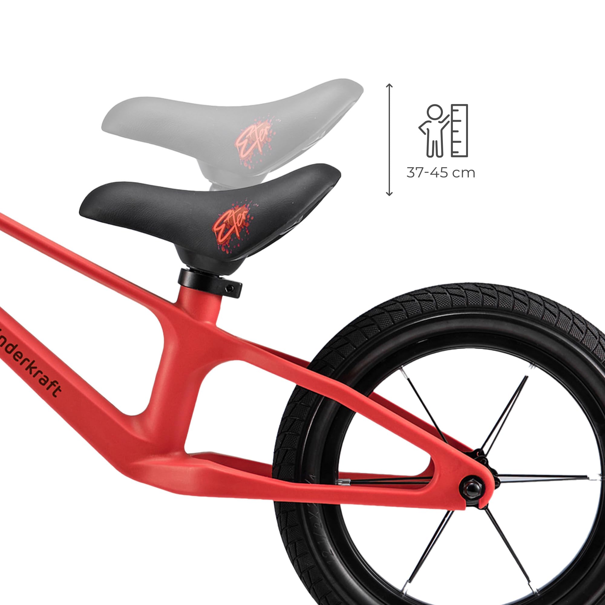 Kinderkraft ETER Bicicletta da corsa 12 pollici 35 kg telaio nylon sella regolabile manubrio limitato