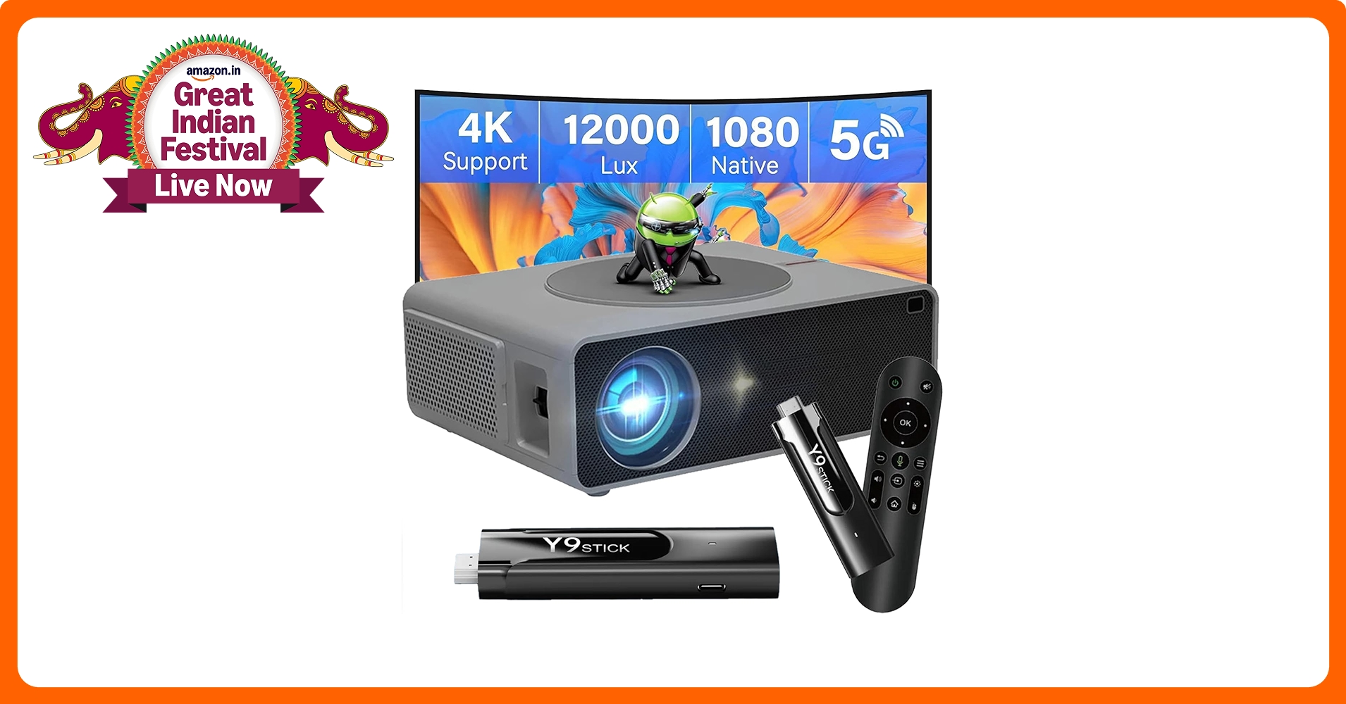 AUN AKEY7 Max Pro Projector for Home 4K Android TV Stick