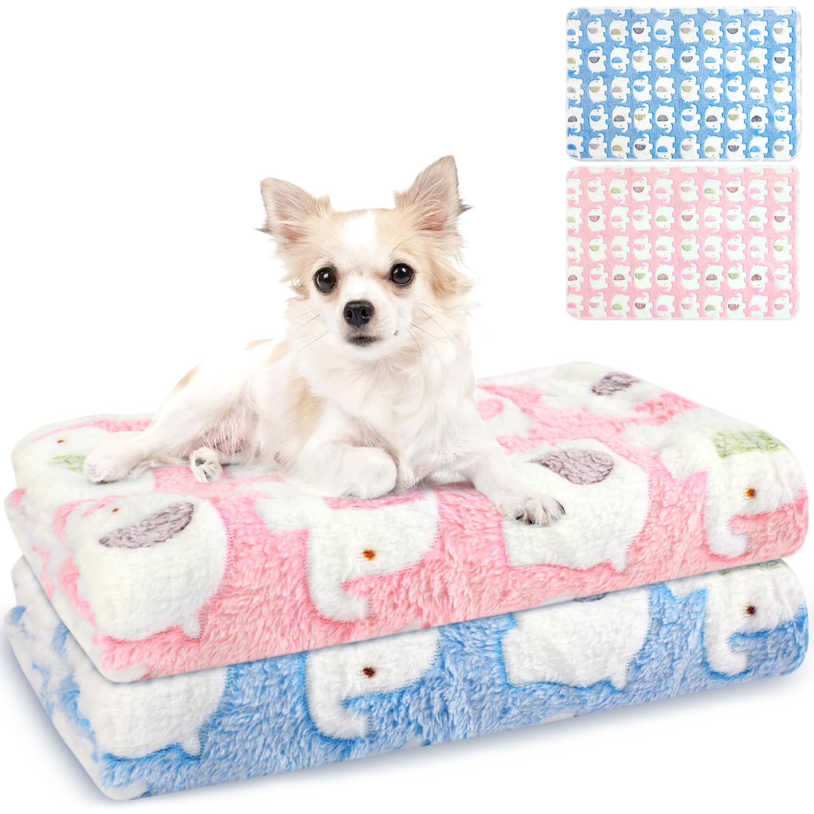 Neerow Dog Blanket Washable, 76 × 52 cm Cat Blanket, 2 Pack Fluffy Puppy Blankets for Indoor Cats Dogs Bed Sofa Travel