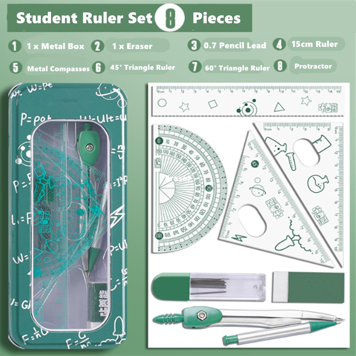 Operitacx Compas D'élève Métal Robuste Bleu Réglable Outil De Dessin Technique Précis École Mathématiques