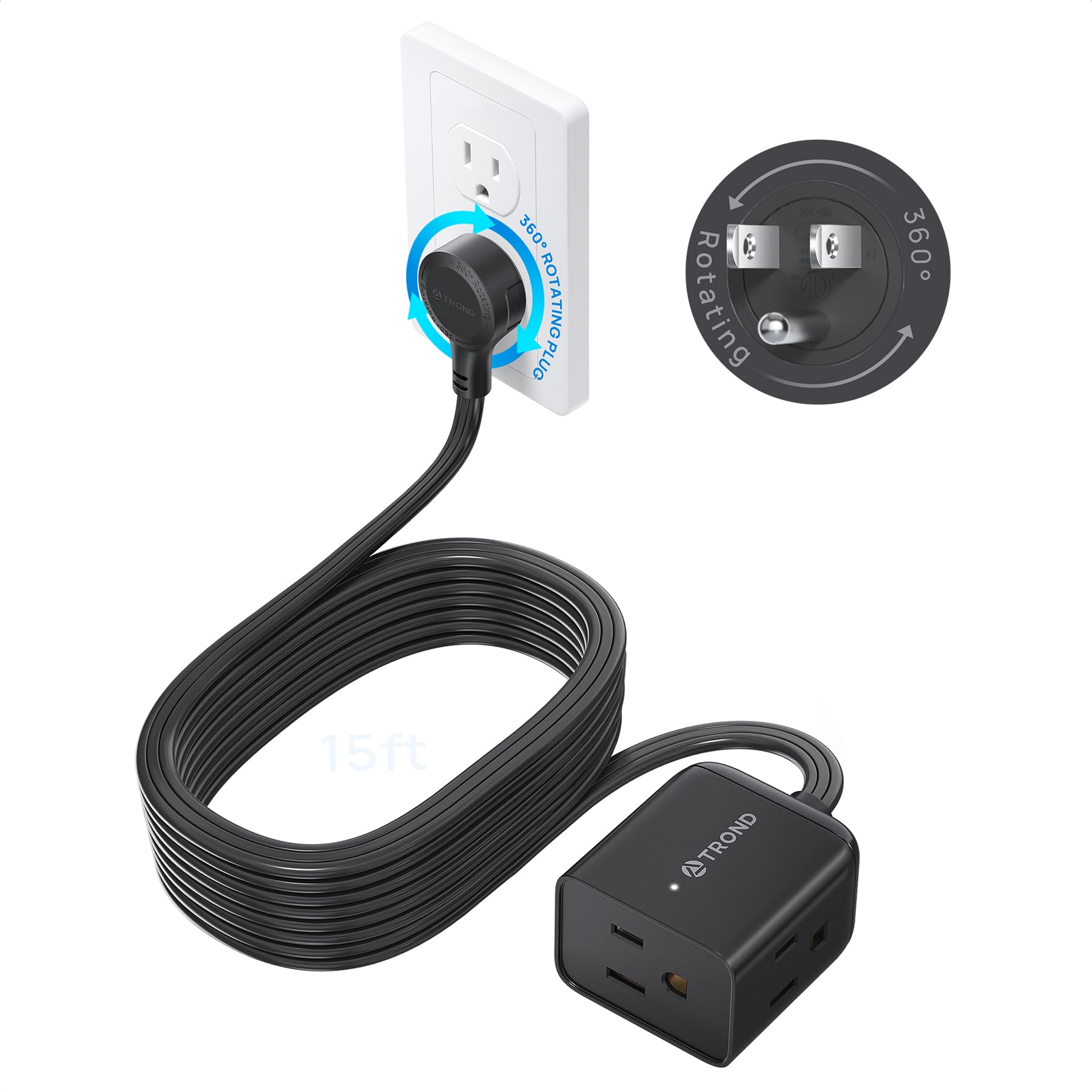 TROND Rotating Extension Cord - 3ft, 3 Outlets -10