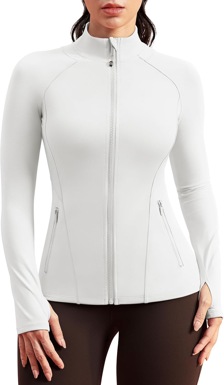 QUEENIEKE Workout Jackets for Woman Zip Up Long Sleeve Slim Fit Athletic Gym Tops Running Jacket with Thumb Holes - Image 2