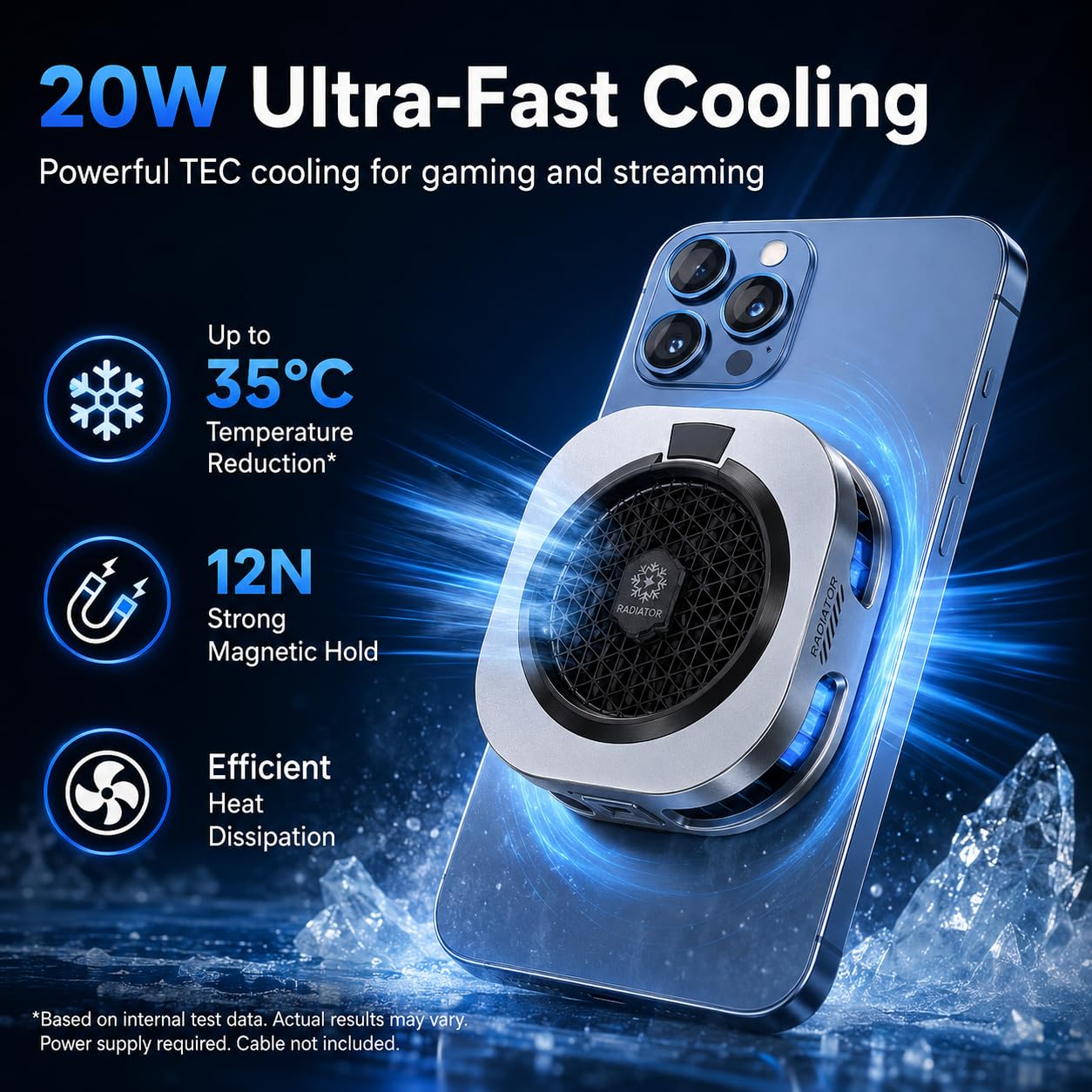 auvstar Raffreddatore Telefono,Phone Cooler RGB,Ventola Raffreddamento elefono Portatile RGB,Raffredda Telefono Leggero e Silenzioso,Adatto per Giochi/Live Streaming (Argento)