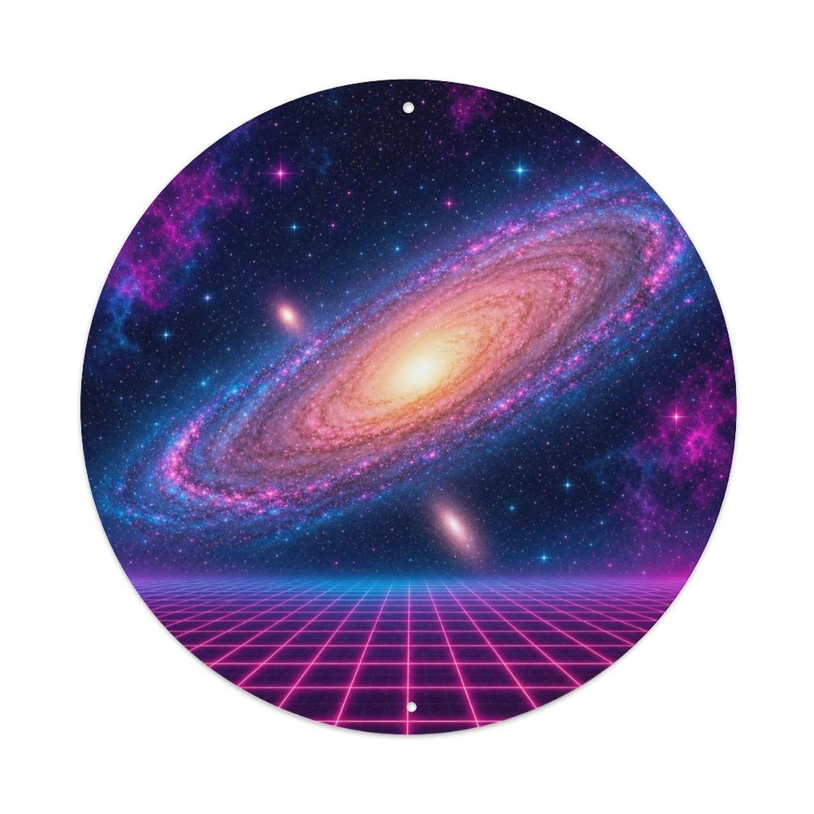 Okngb Style Astral Andromeda Galaxy Observatory View Telescope Metal Tin Sign Plaque Wall Decor For Cafe, Man Cave, Club Bar, Office, Home Garden Round Metal Poster 8X8inch