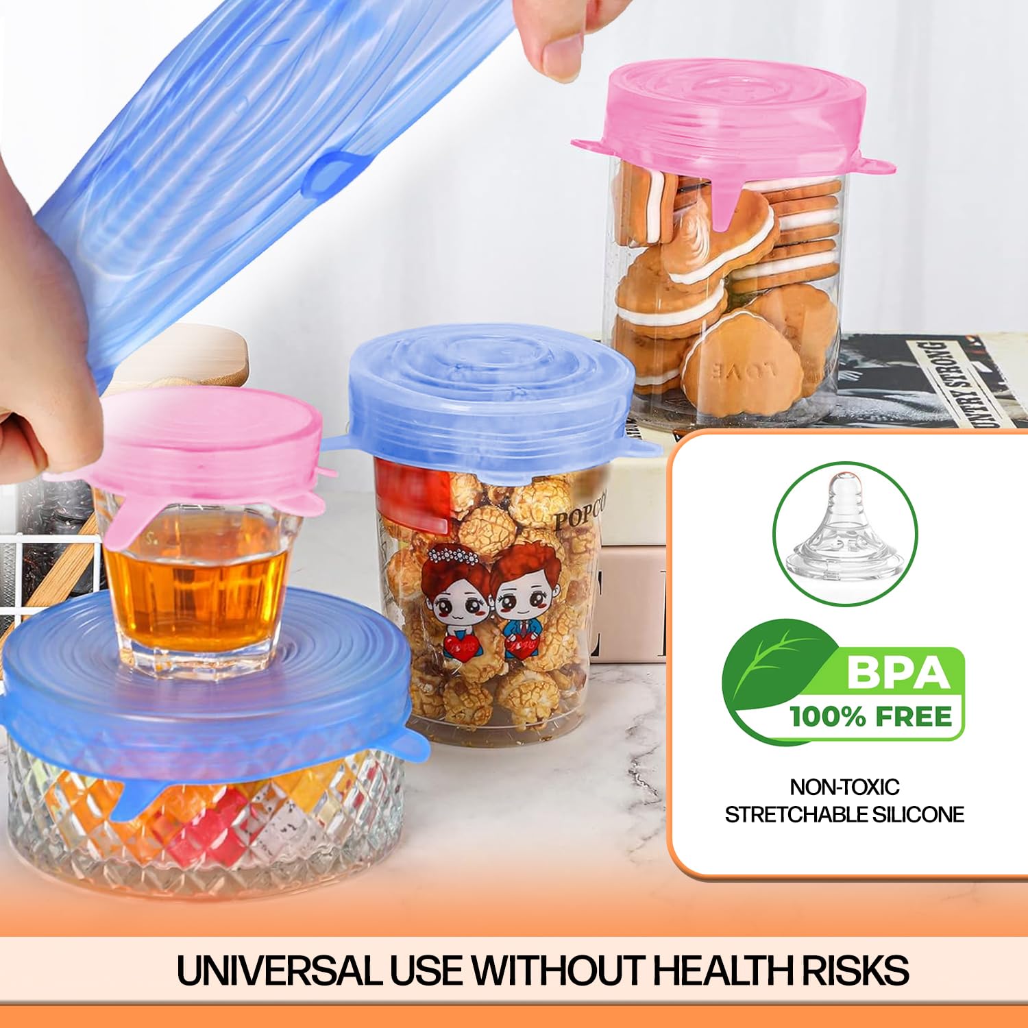 18 Coperchi In Silicone Estensibili - Senza BPA, Per Conservazione Alimenti, Lavabili In Lavastoviglie - Foto 4