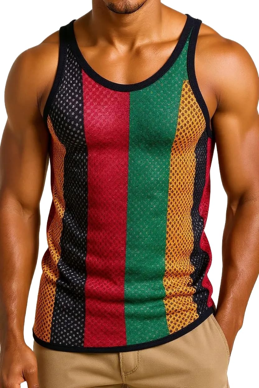 CRAZY LizardTank Tops Men & Black, White, Rasta String Vests Cotton. Workout Tank Tops Women