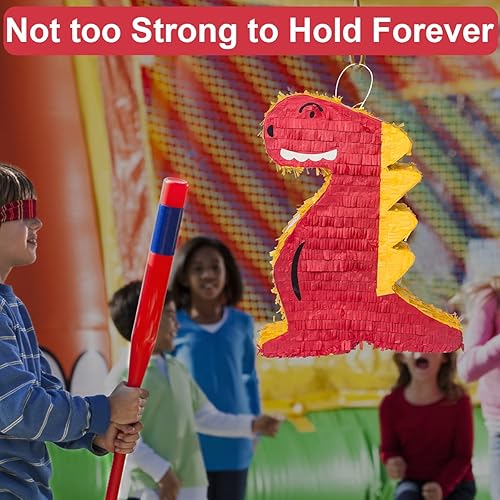 Miniatura 7 de Piñata de dinosaurio para suministros de fiesta de cumpleaños, piñata mexicana con lazo para colgar, piñatas para niños, grande (16.2 x 12.2 x 3.5