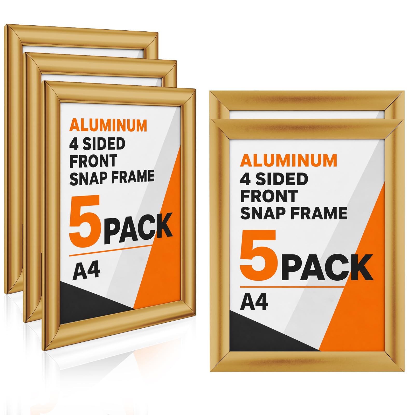 Cornice a scatto A4, 5 pezzi, cornice in alluminio con clip da parete