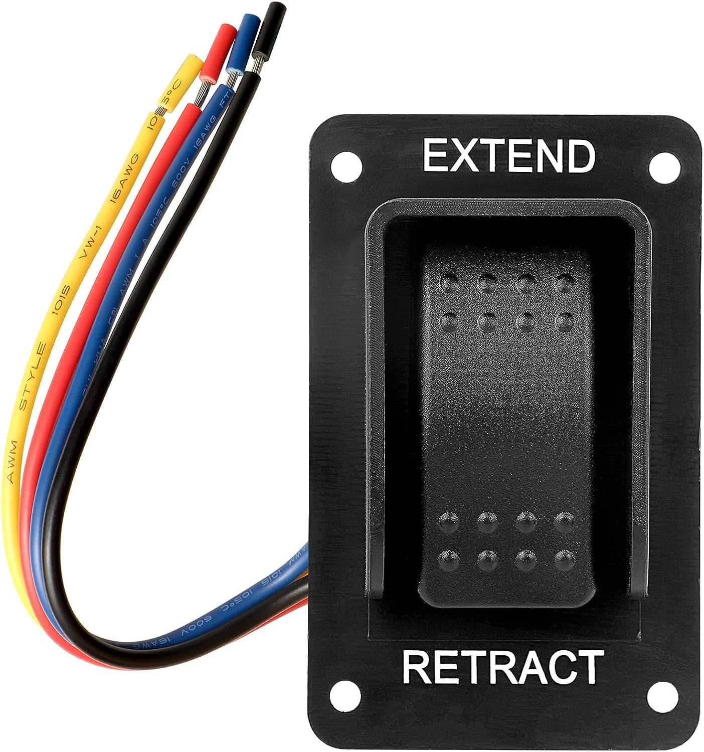 387874 RV Electric Stabilizer Jack Switch Compatible with Lippert High Speed Stabilizer Jacks, Power Stabilizer Jack Momentary Extend Retract Rocker Switch with Harness & Extra Terminals