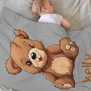 LMQJDZ Personalised Baby Blanket, Custom Baby Blanket with Text Name, Customised Flannel Blanket for Boys and Girls, for Newborns, New Mom, Infants, Kid, Pet Personalised Gifts, Style 7