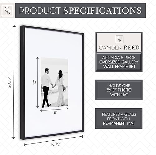 Miniatura 3 de Camden Reed Arcadia - Juego de marcos de pared de gran tamaño para galería, 8 piezas, marcos mate de 16 x 20 y 16 x 16 pulgadas para fotos o