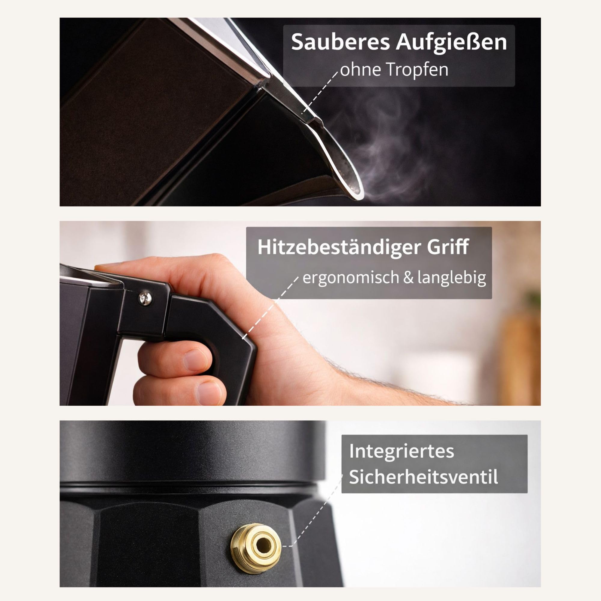 Generisch Juego de 6 tazas de café espresso – Mokapot clásico para estufa – Cafetera moka de aluminio incluye 3 tazas y cucharas – Noble regalo de café