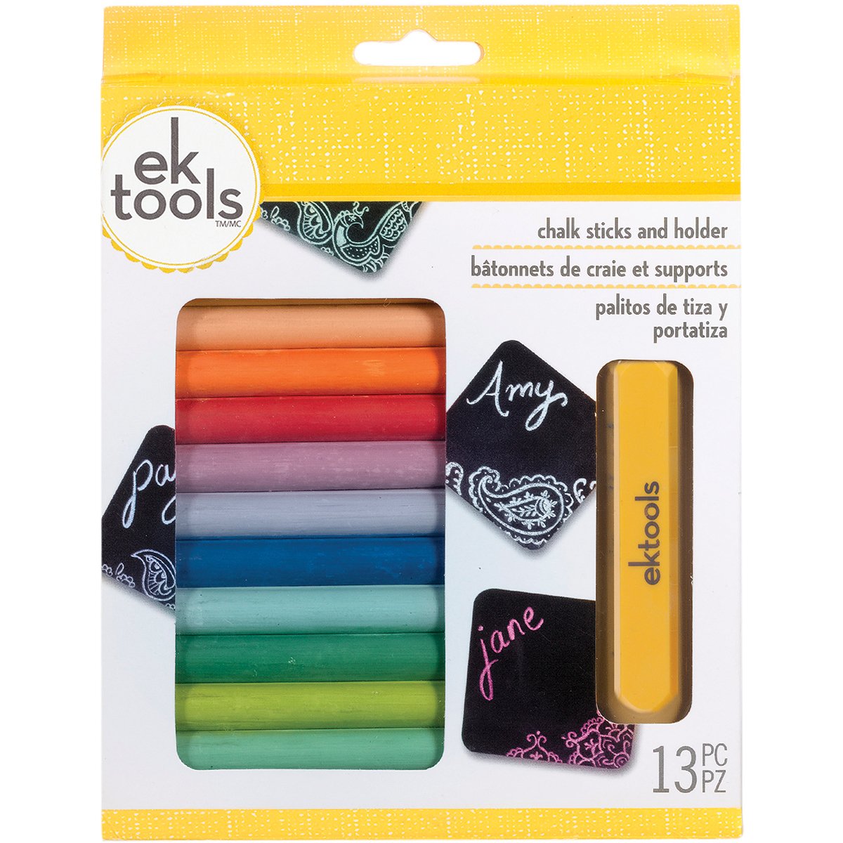 EK Success Classic Chalk Holder with 6 Primary and 6 Pastel Chalk Sticks