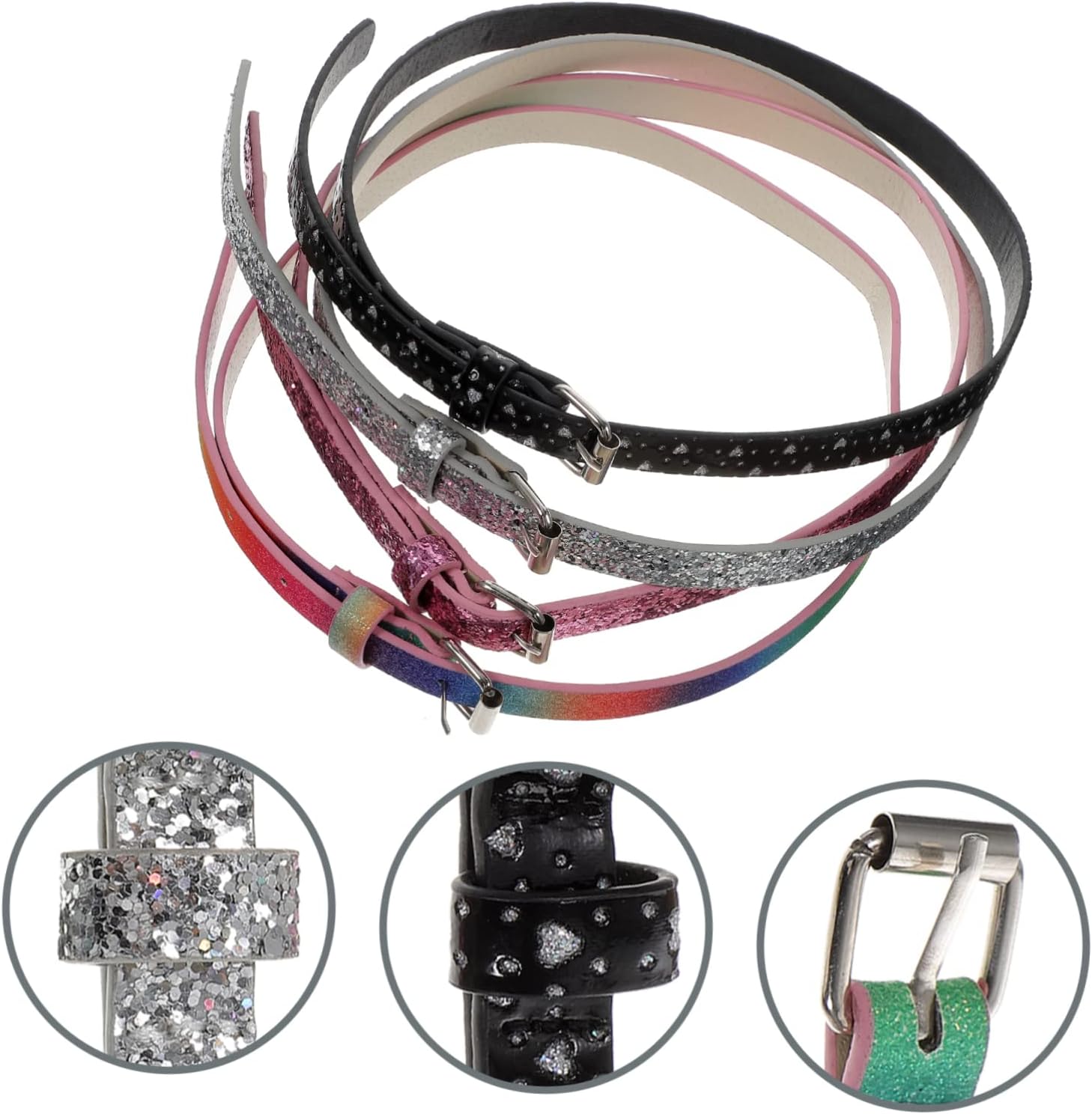 VALICLUD 4pcs Leather Look Boys and Girls Belt Heart Buckle Belt for Girls Wide Waist for Jeans Dresses