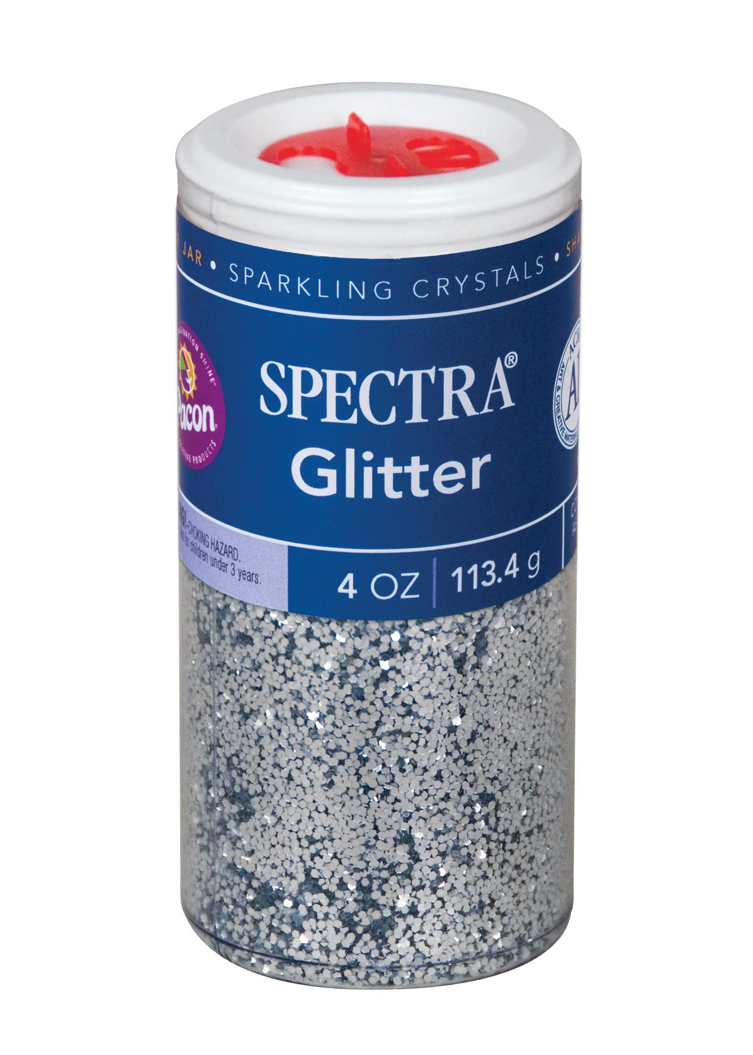 Spectra Pacon Glitter Sparkling Crystals, Silver, 4-Ounce Jar (91610)