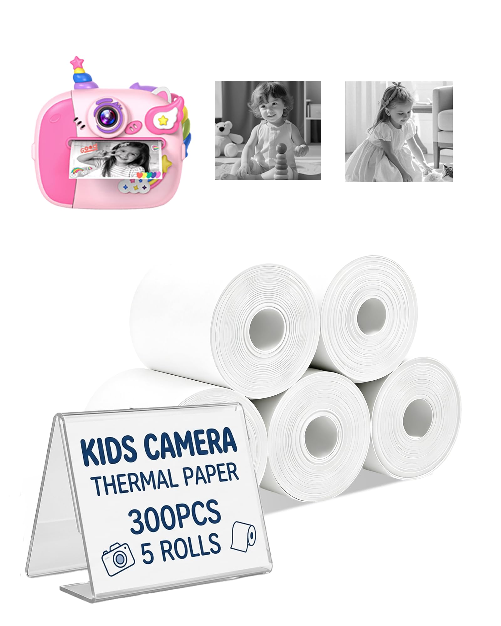 toergy 5 Rolls Self-Adhesive Instant Print Camera Paper for Kids | HD Thermal Refill Rolls, BPA-Free & Non-Toxic | Design for Wootoyz Kids’ Cameras | Perfect for DIY Crafts & Scrapbooking