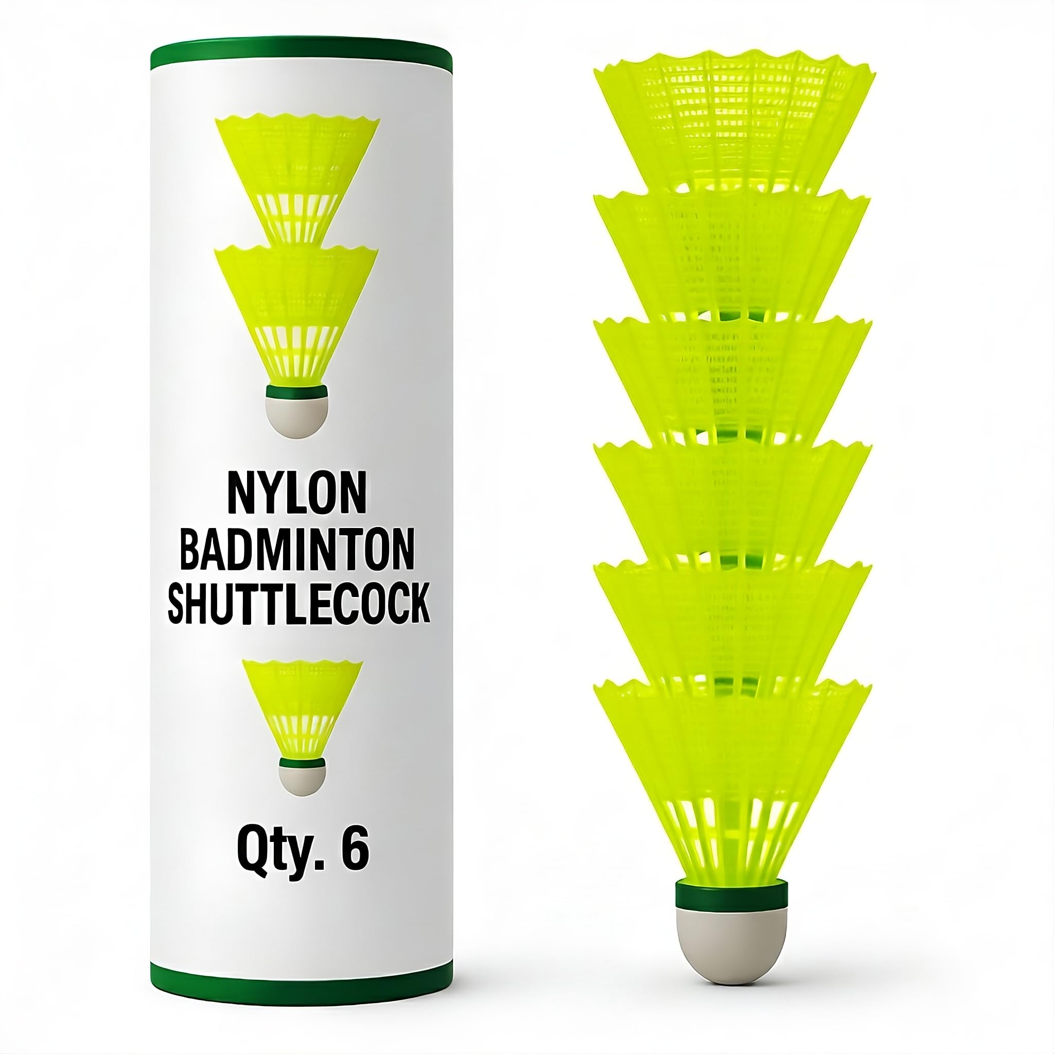 Nylon Badminton Shuttlecock Pack of 6 | Yellow Badminton Shuttle Cock for Outdoor & Indoor Play | Plastic Shuttlecock for Beginners & Practice | Durable Nylon Badminton Birdies for Training-image-0
