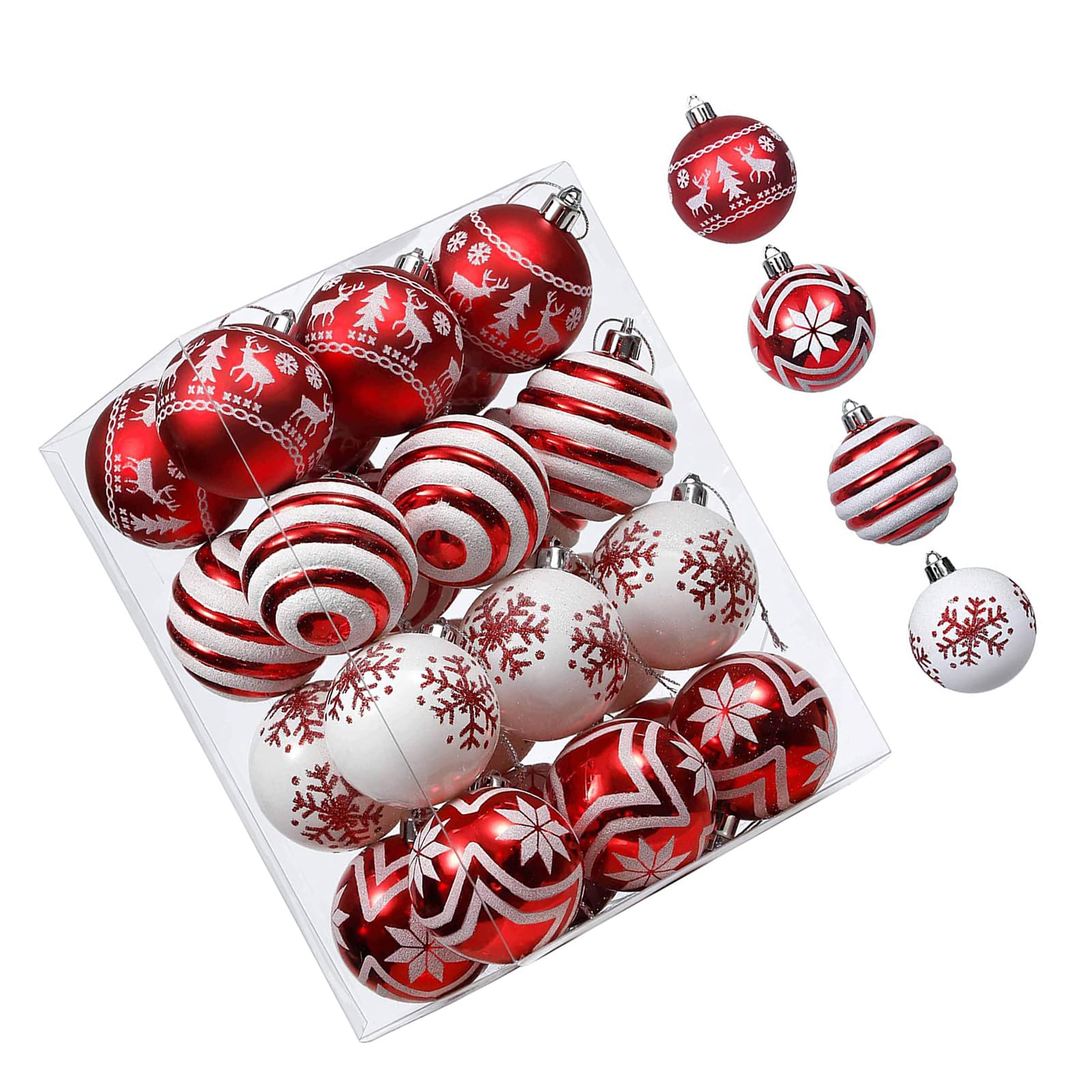 24Pcs Shimmering Christmas Baubles 6cm Shatterproof Christmas Ball Hangings Ornament for Tree Wreath Holiday Decoration Holiday Decoration Ornament