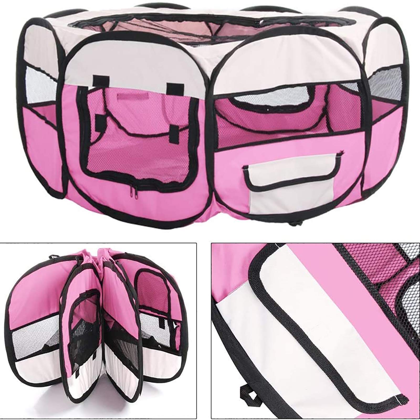 Pet Dog Cat Box Cage Crate Portatile Pieghevole Esercizio Canile Tessuto Morbido Portatile Pieghevole Pet Dog Cat Box Uso Interno ed Esterno,Rosso,74X74X43cm