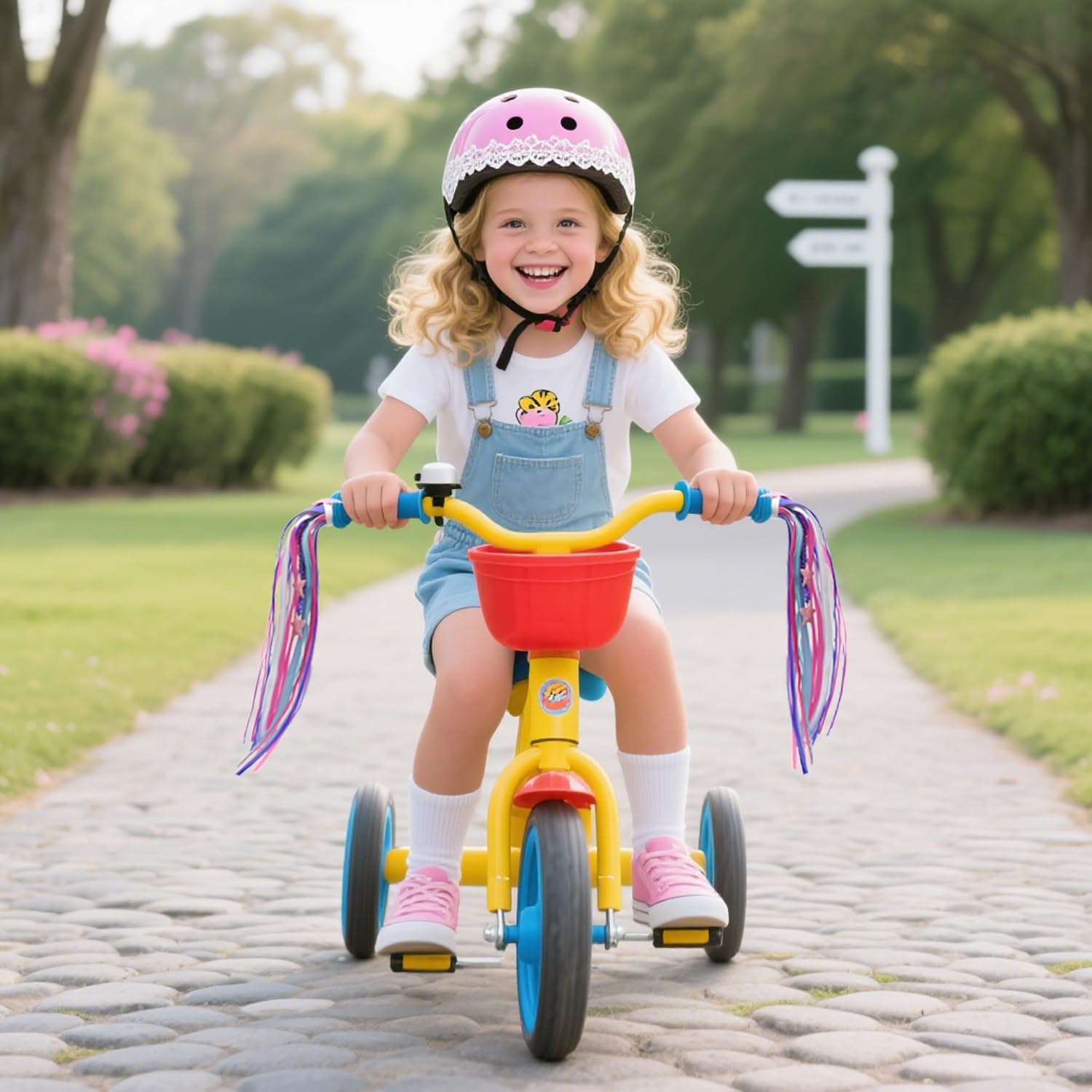 Kids Bike Streamers, 1 Pair Handlebar Ribbons Tassels for Girls Boys