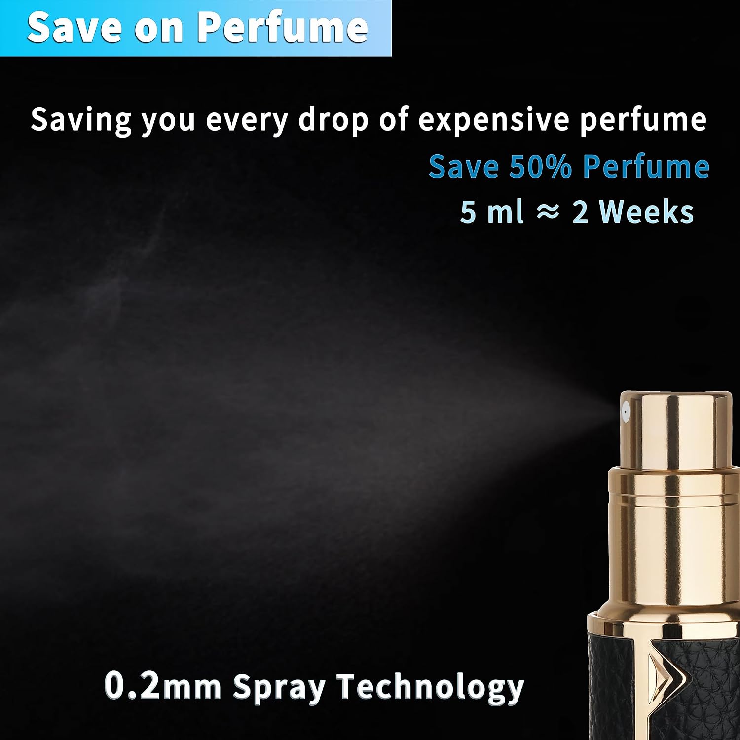 5ml Refillable Travel Perfume Atomizer Spray Bottle, Cologne Sprayer, Black image 2