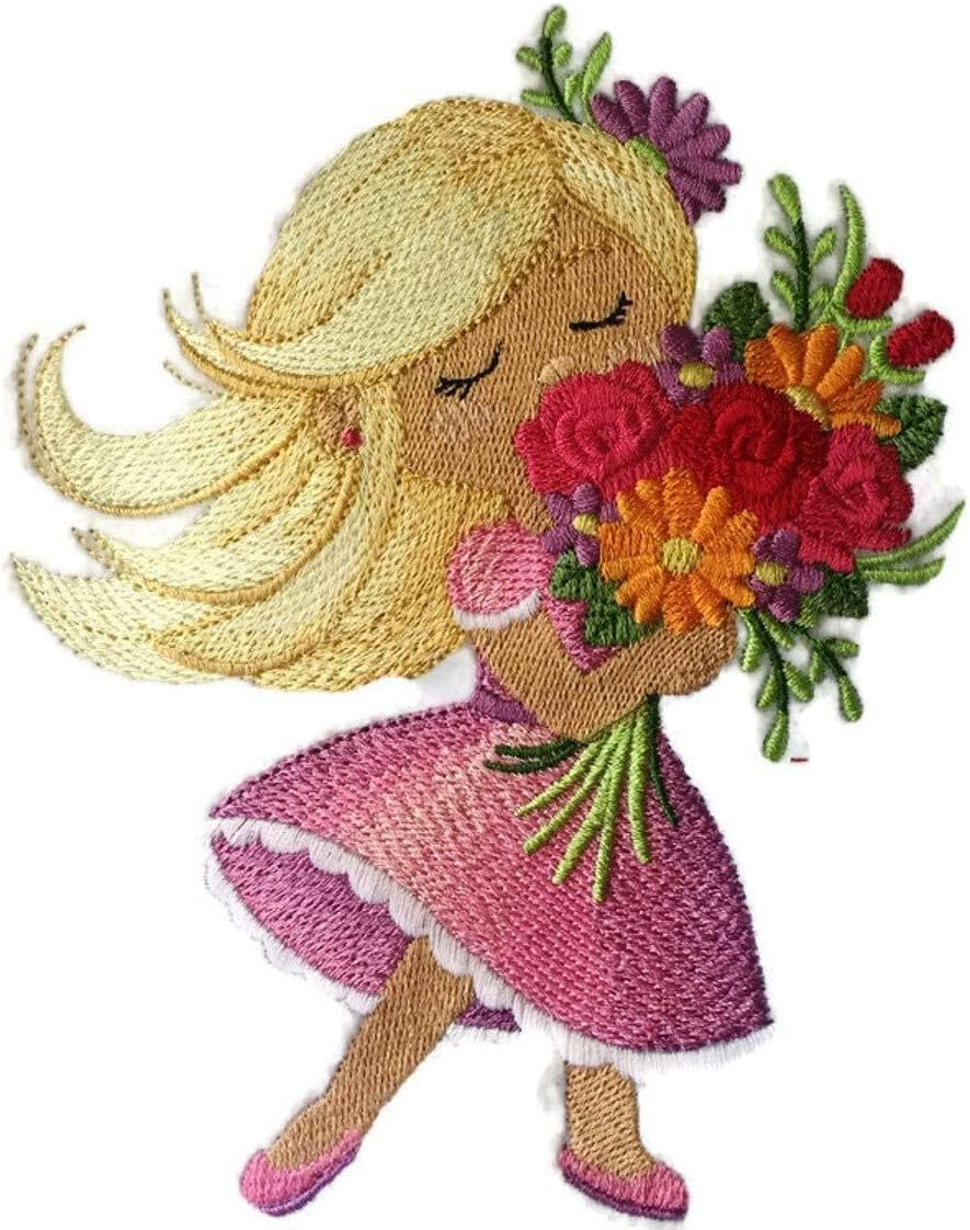 Nature Weaved in Threads, Amazing Baby Bouquet Beauty]Custom and Unique] Embroidered Iron on/Sew Patch 4.84" x 6.04"]