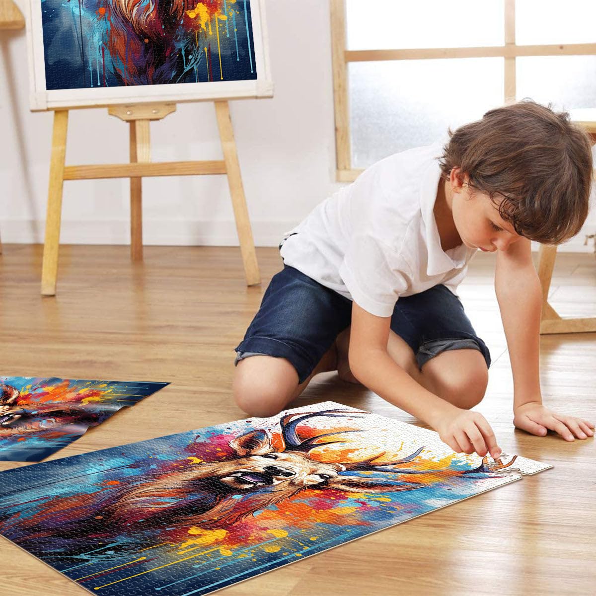Puzzle per adulti 2000 pezzi alce rompicapo puzzle con pezzi completamente ad incastro a forma casuale 70 x 100 cm per adolescenti 14+