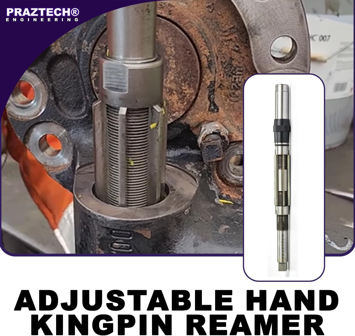 PRAZTECH® 2-Tool Set Adjustable Hand KINGPIN Reamer with Extension Pilot | Reaming | Quality Cutting Blades | Easy Mount (H16 : 1 13/16" - 2 7/32” (46-56.35) mm)