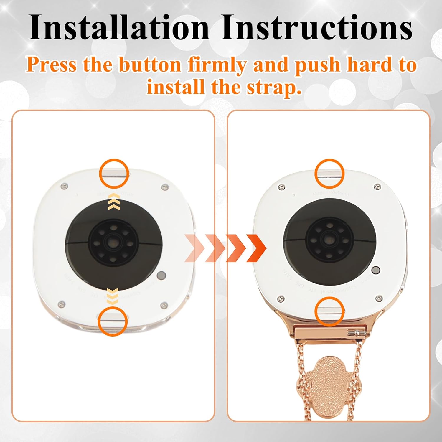 Bling Band with Case Compatible for Samsung Galaxy Watch 8 40mm 44mm, Women Diamond Butterfly Metal Bracelet Rhinestone Strap with Protector Case - Image 8