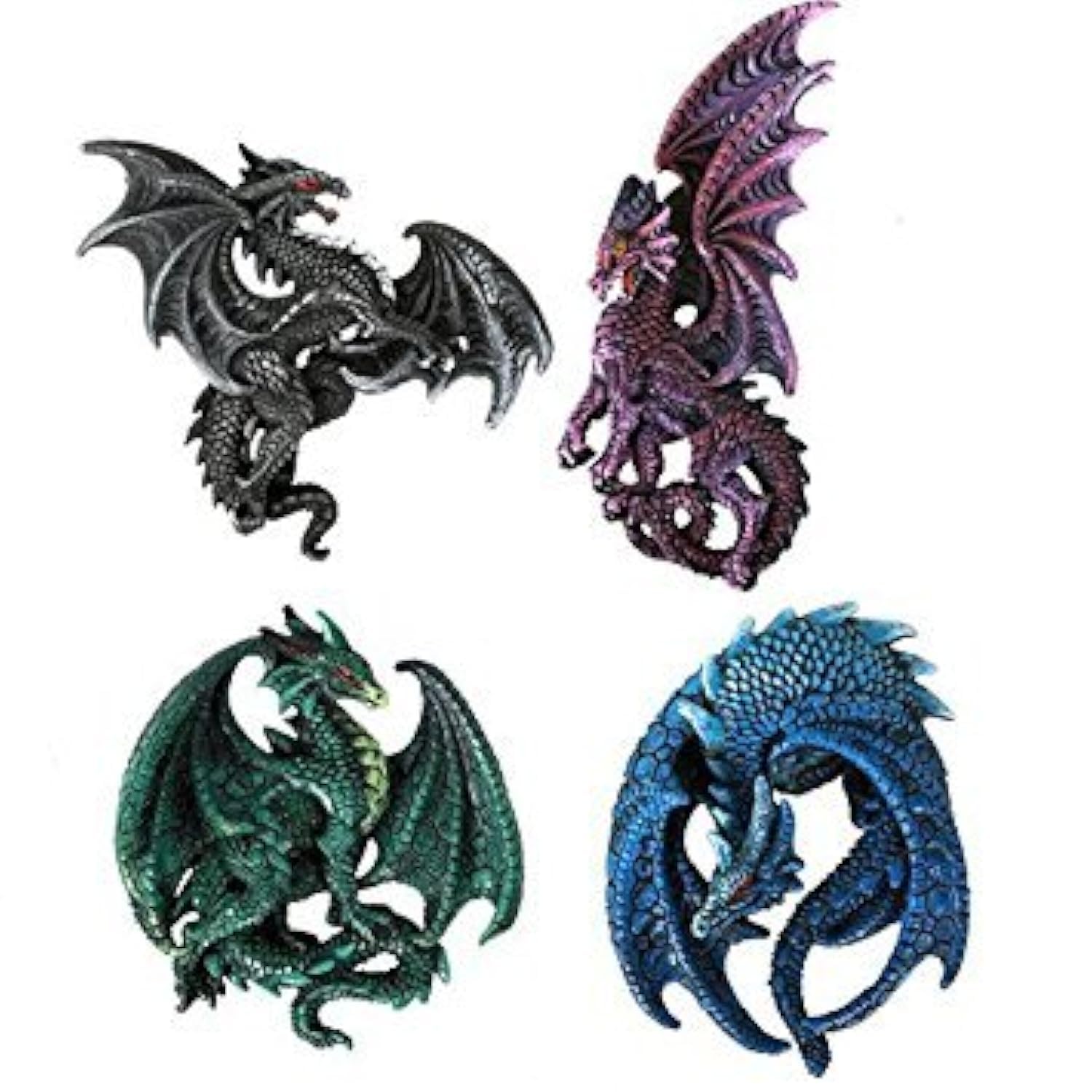 Dragon's Lair Ruth Thompson Set of 4 Collectible Sculptural Dragons Refrigerator Magnets Gift Decor by Pacific Giftware