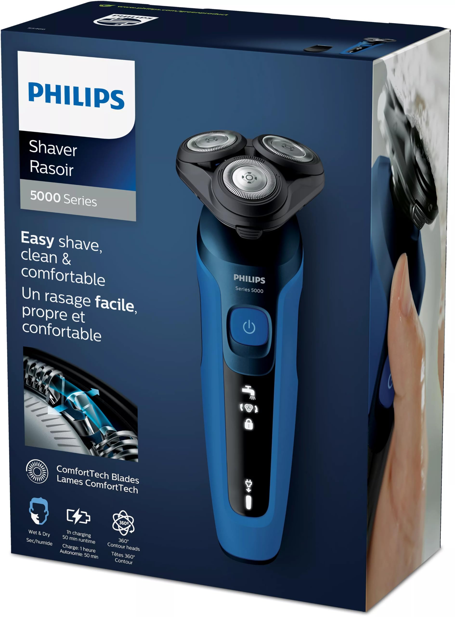 Philips Afeitadora electrica para uso en seco o húmedo, Color Negro
