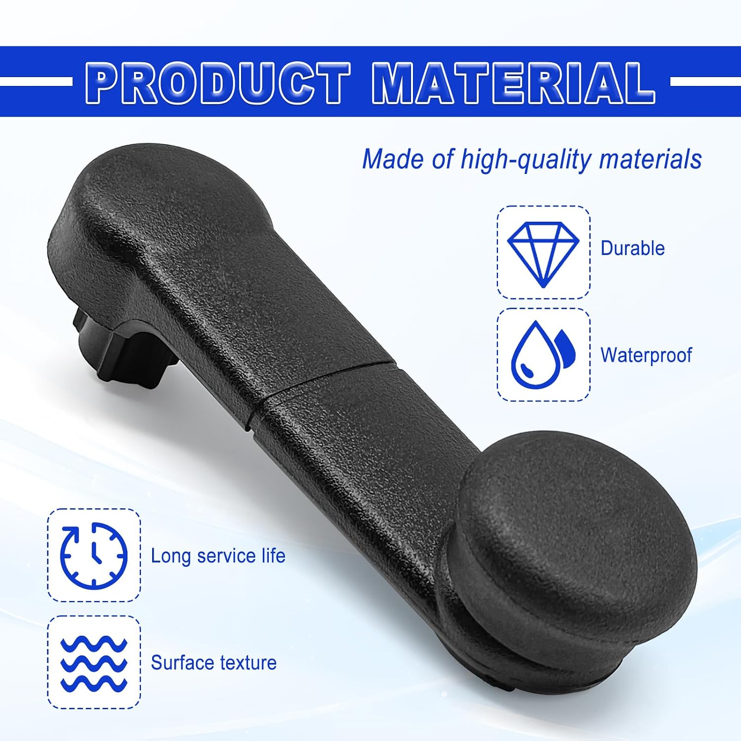 Ford Window Crank Handle Set Front Rear Left Right OEM Style Metal Body Plastic Cover E6DZ5423342A F7UZ1523342AAA Fits 1987-2023 Mustang Bronco F150 F250 F350 Super Duty Econoline Ranger