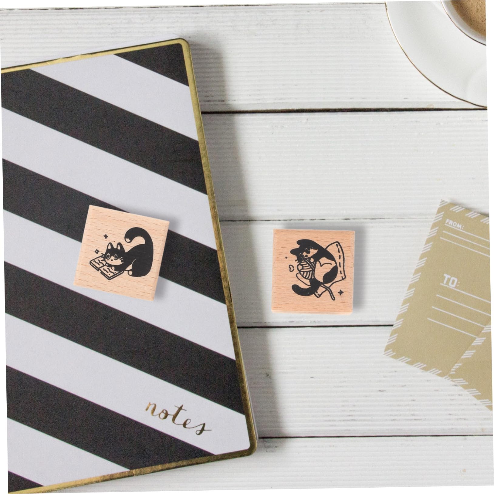 Uonlytech 4 Ensembles Phoque De Chat Fabriquer Des Timbres Tampon De Journal Décoratif Timbres Pour Le Bricolage De Journal Artisanaux Bois 2 Pièces * 4