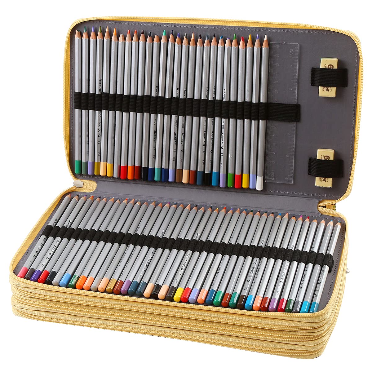 Lbxgap 300 emplacements individuels Trousse à crayons 4 couches avec fermeture éclair avec poignée