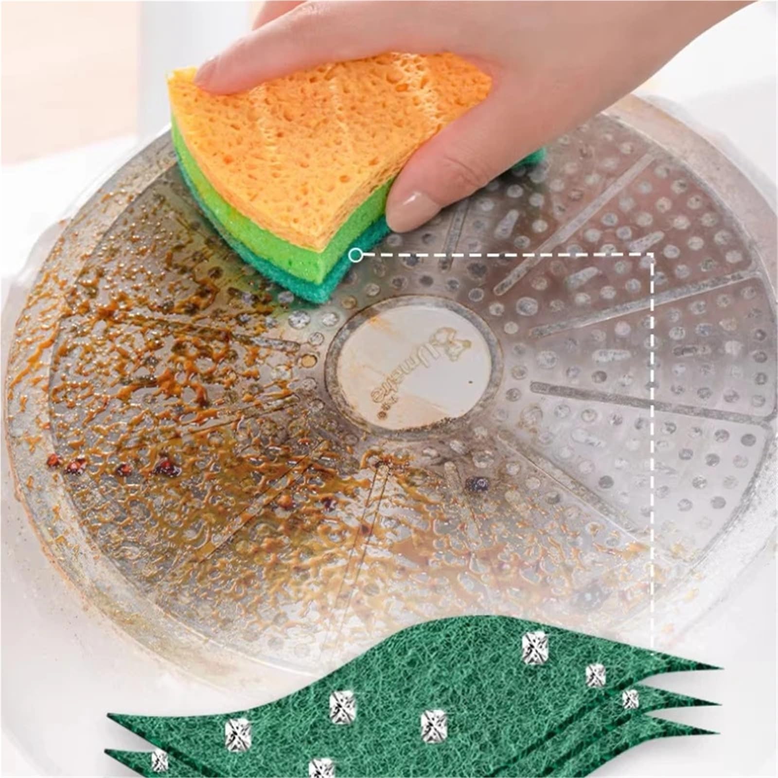 Sponge Algodón de Pulpa Madera compuesta | Esponja for lavar platos con estropajo de tres capas rica en burbujas sin arrojar residuos(24pcs)