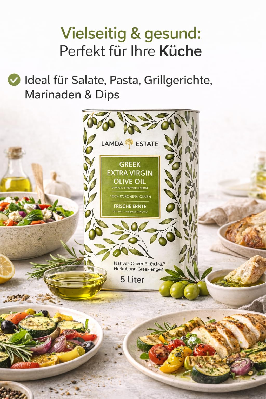Lamda Estate | Griechisches Olivenöl 5 liter Kaltgepresst, nativ extra | Peloponnes 5l aus Koroneiki-Oliven, super frische Ernte