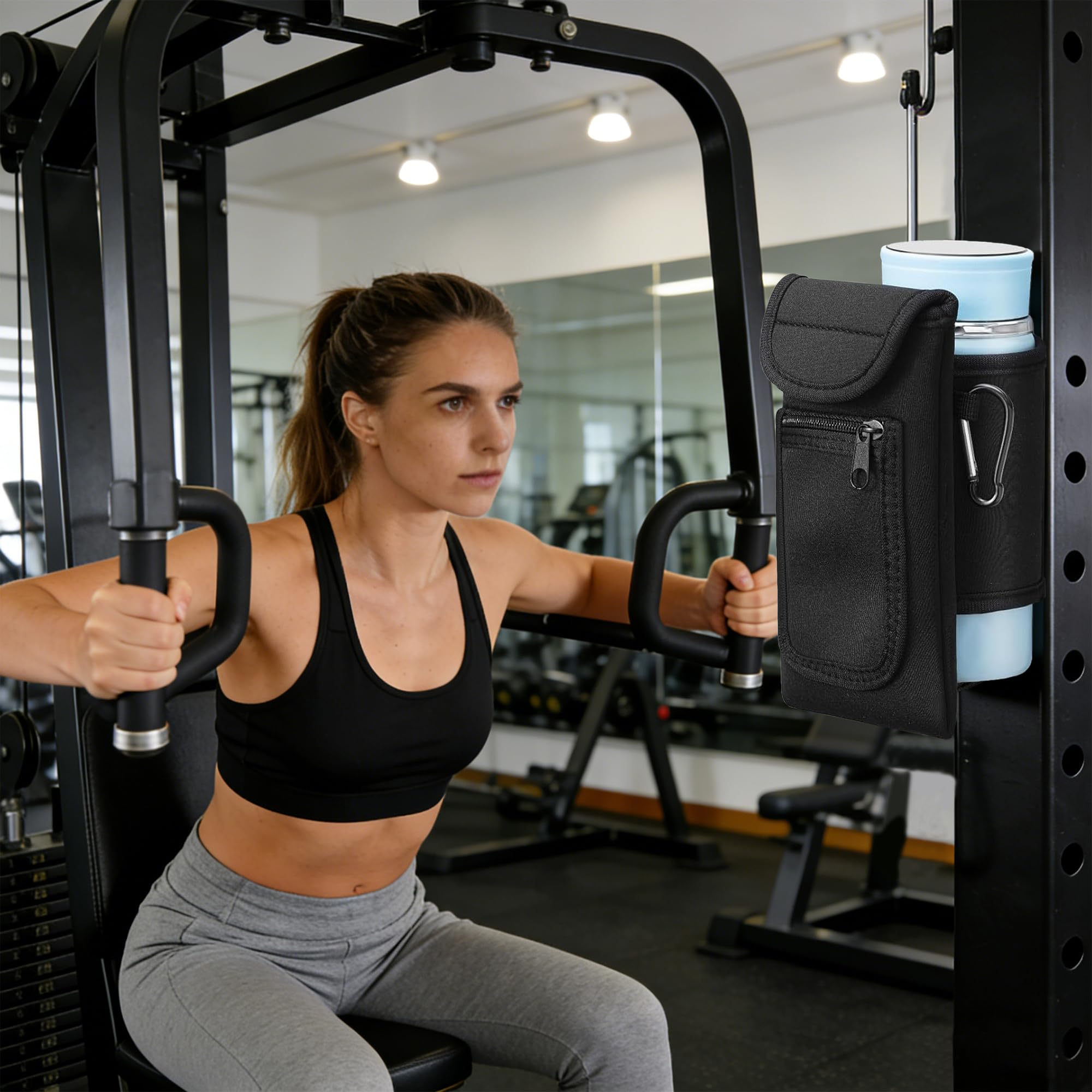Magnetic Fitness Bag, Fitness Zubehör Stand, Running Arm Strap, Wasserflasche Stand, Sport Magnetic Cup Stand, Sport Kopfhörer Aufbewahrungstasche, Geeignet für Fitnessstudios, Outdoor Sport