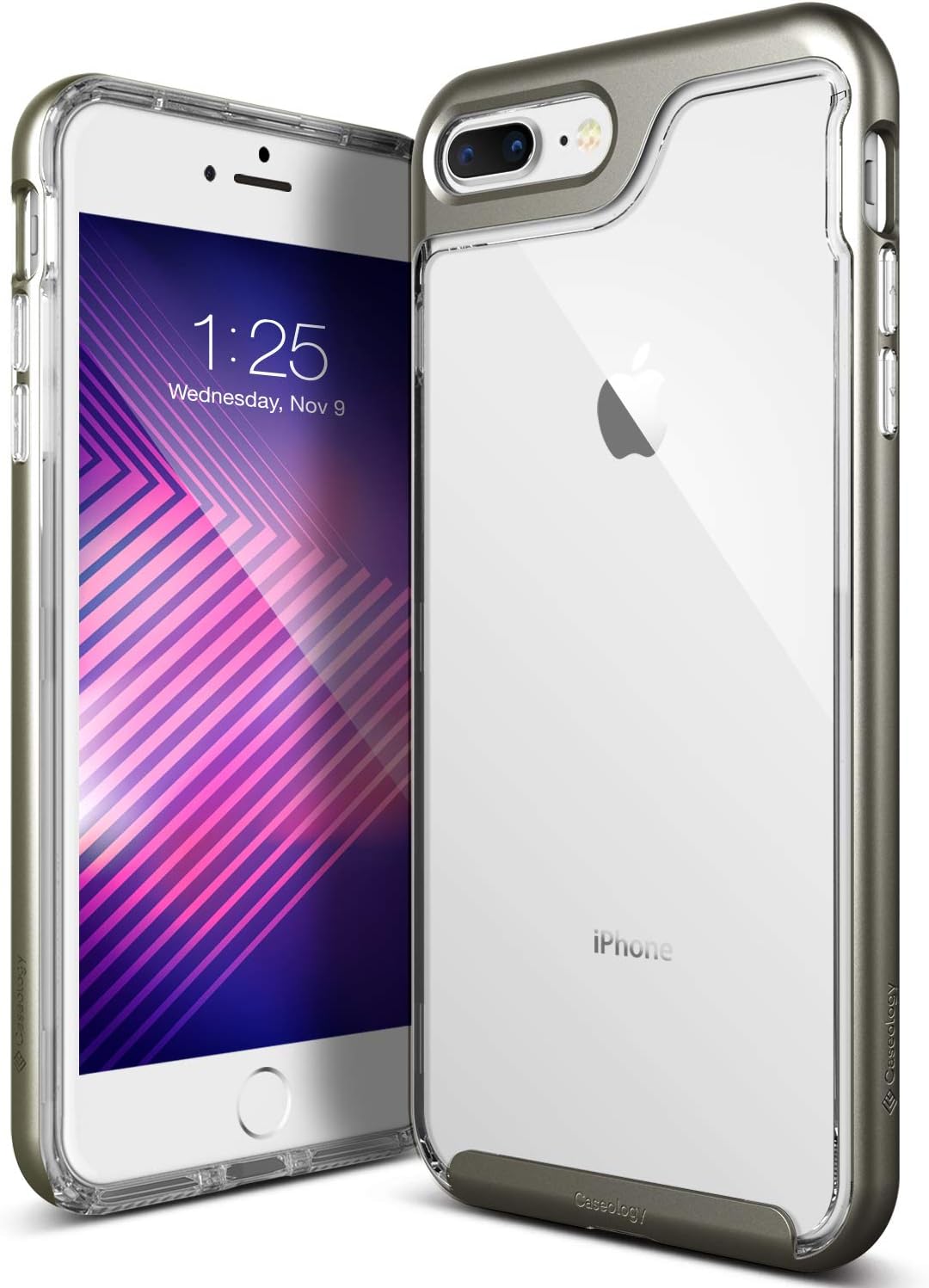 Caseology Skyfall for Apple iPhone 8 Plus Case (2017) / for iPhone 7 Plus Case (2016) - Clear Back & Slim Fit - Warm Gray