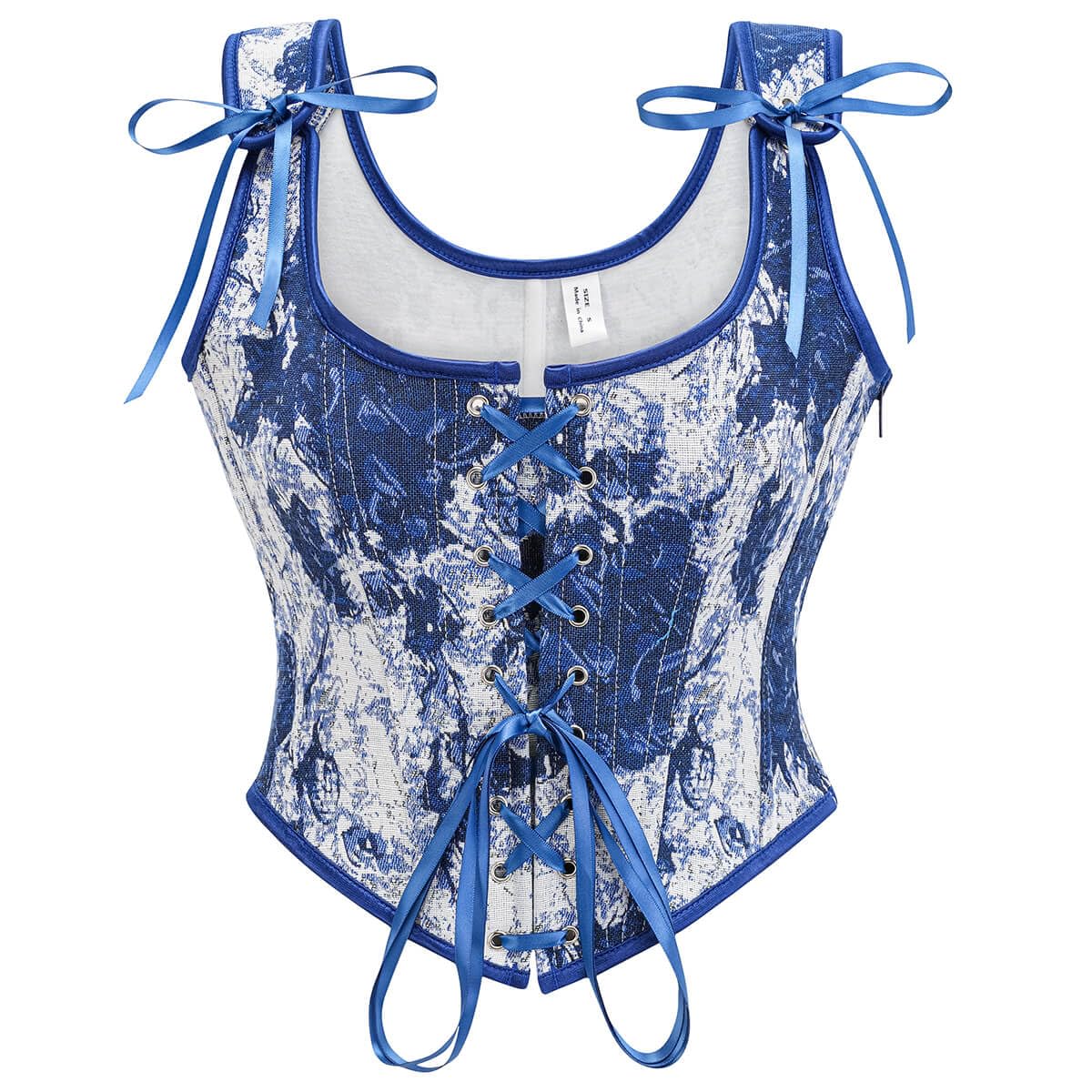SHYMMUO Renaissance Corset Top for Women Floral Lace Up Overbust Bustier Vest Vintage Waist Cincher Bodice