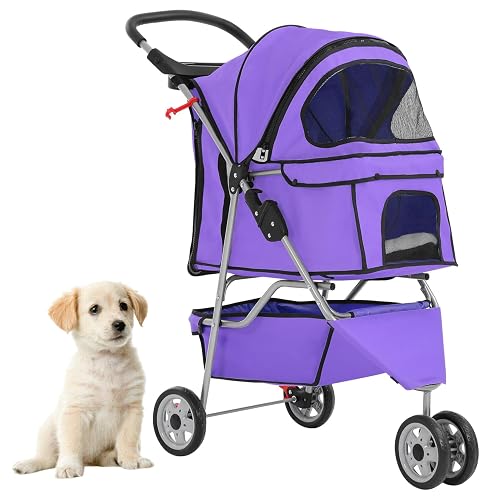 Dopinmin 3-Wheel Pet Stroller, Purple